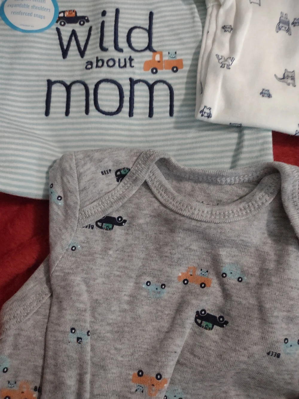 Carter's 5-Piece Baby Onesie Set — Orange, Light Blue, Navy, Gray, White